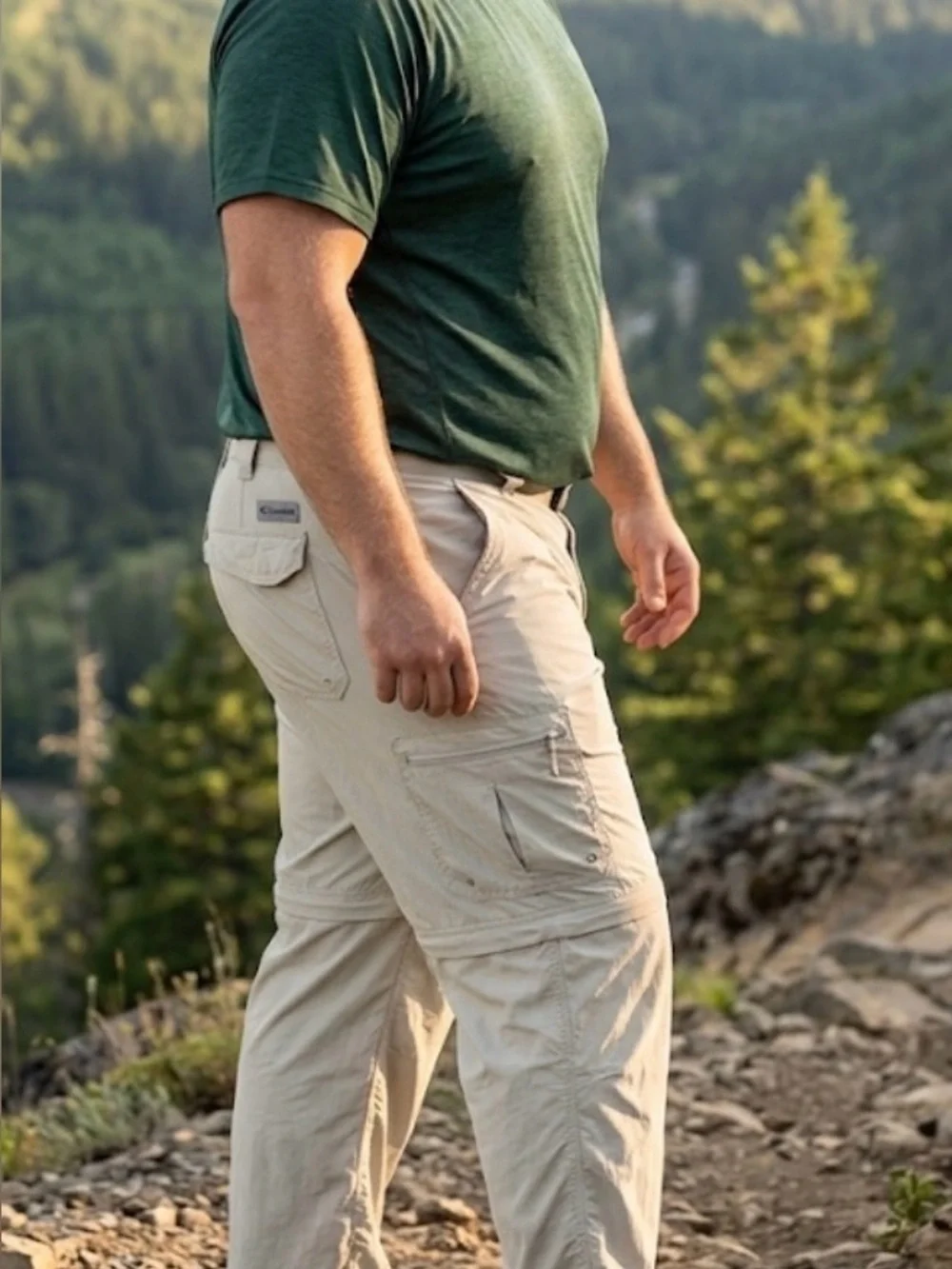 Columbia Men's Khaki Convertible Cargo Pants Omni-Shade Size 46x34